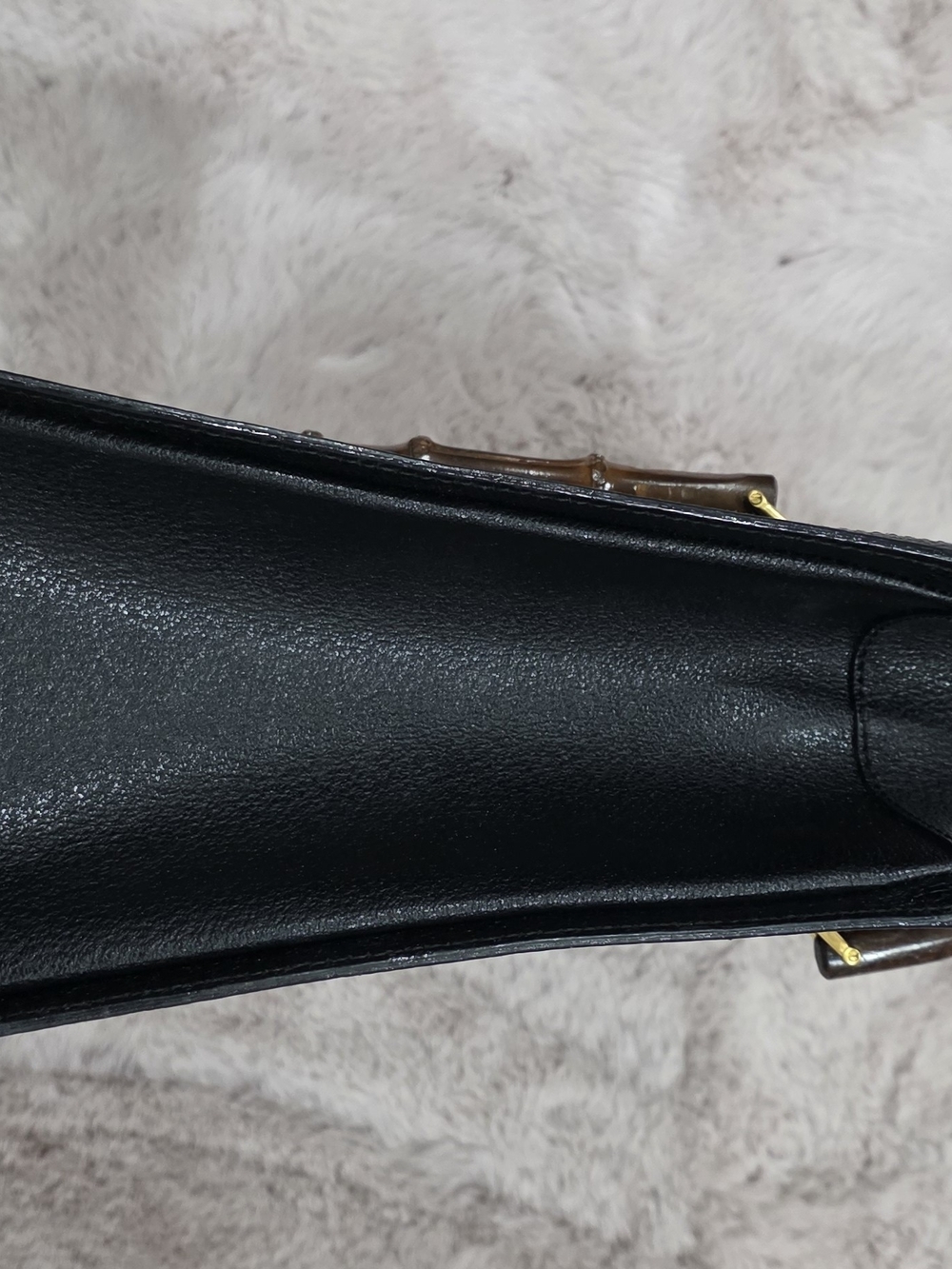 Gucci Vintage Black Leather Tote with Bamboo Handles - Picture 4 of 16